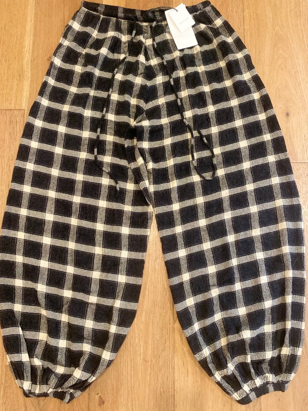 Zara Black & Cream Plaid Cozy Lounge Pants / Joggers